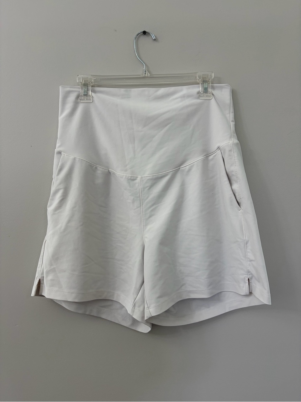 Maternity White Active Shorts with Side Pockets